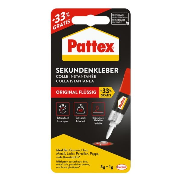 Pattex Sekundenkleber »Original Flüssig« 4 g silber
