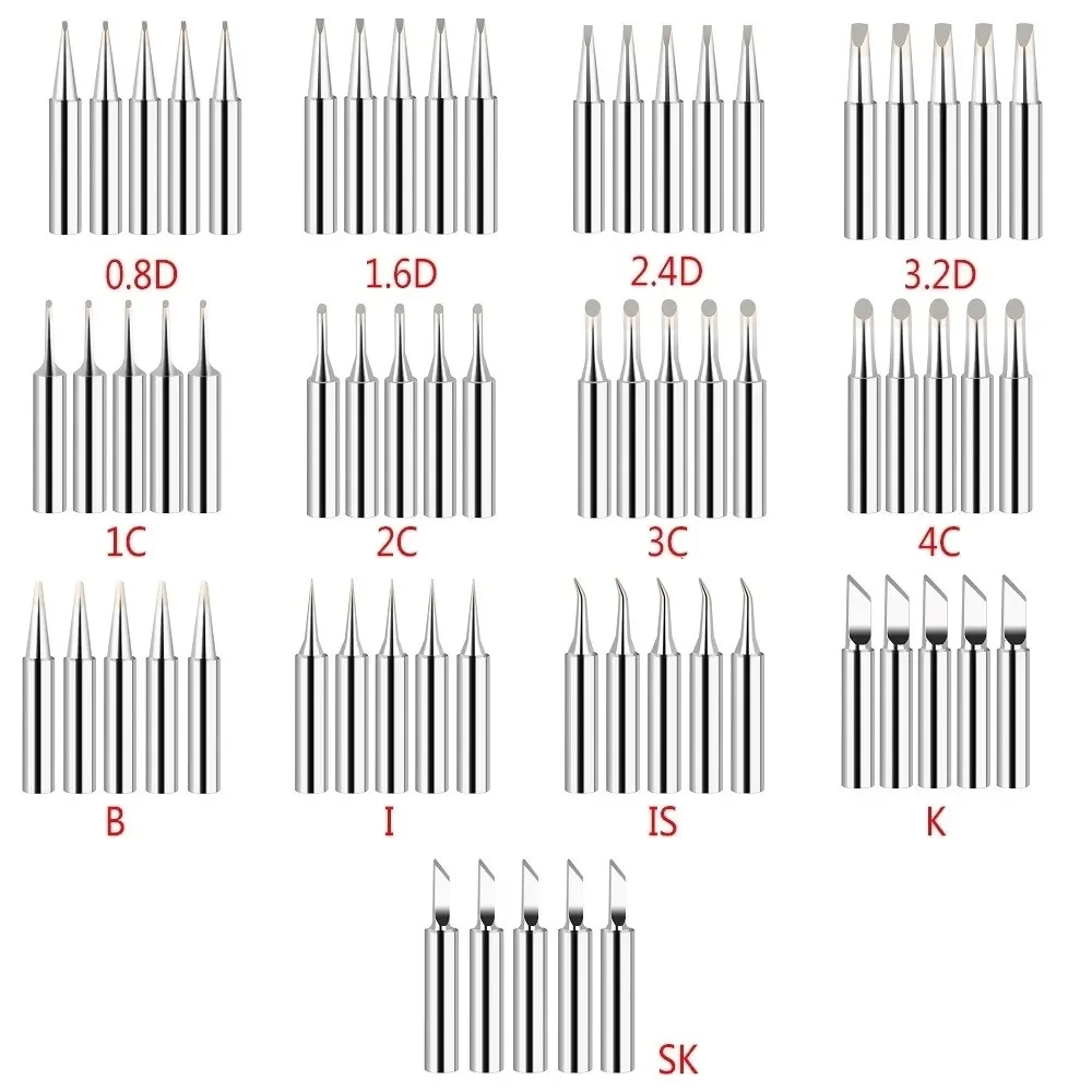 5-teilige Lötkolbens pitzen der Serie 900m-t sind/i/b/k/sk/2,4 d/3,2 d/1c/2c/3c/4c bleifreier Schweiß spitzen kopf