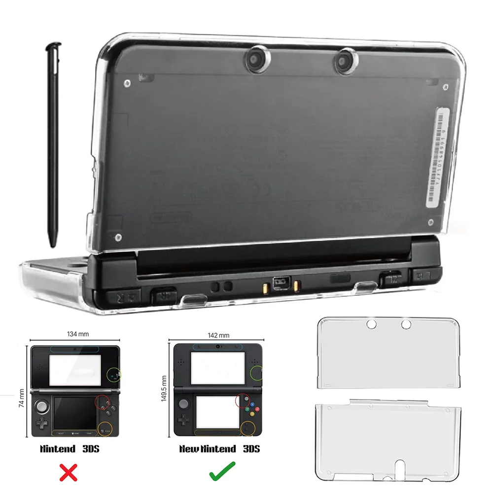 Transparente, klare Schutzhülle für das neue 3DS, klare, harte Schutzhülle für das neue 3DS mit Stylus-Stift, Spielzubehör Image