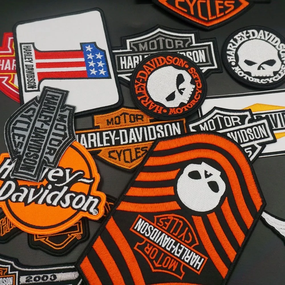 Motorrad bestickter Stoff Lederjacke Weste Rückendichtung Patchwork dekorativer Klettverschluss für Harley Davidson Motorradzubehör