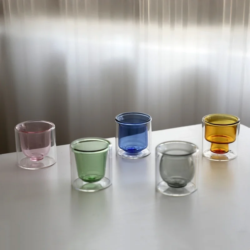 70 ml doppelwandige isolierte Glasbecher, klare Espresso-Kaffeetassen, handgefertigte Bierkrüge, Tee-Milch-Gläser, Whisky-Gläser, Trinkgeschirr Image