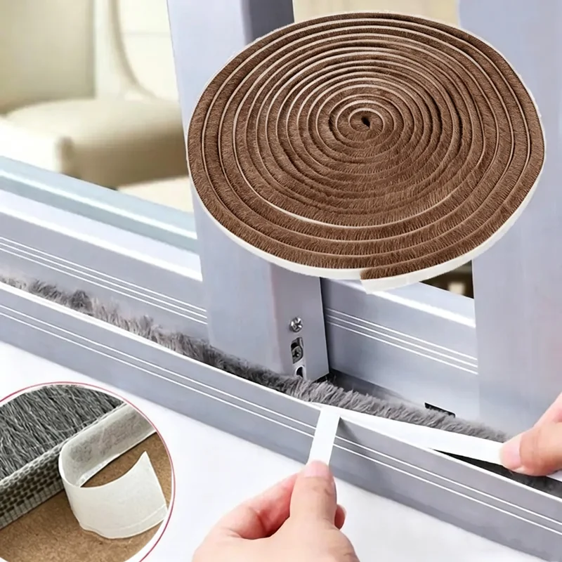 10 m selbstklebender Bürstenstreifen für Tür und Fenster, Dichtungsstreifen für Tür und Fenster, winddicht, staubdicht, Schalldämmung, Dichtungsstreifen für Zuhause