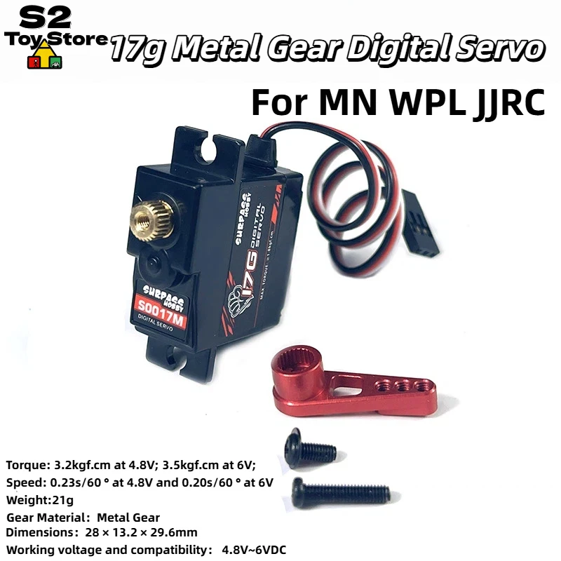 Surpass Hobby S0017M 17G Digital Servo mit Vollmetallgetriebe und hohem Drehmoment, Upgrade-Teil für MN WPL JJRC RC Crawler Truck Offroad-Fahrzeug