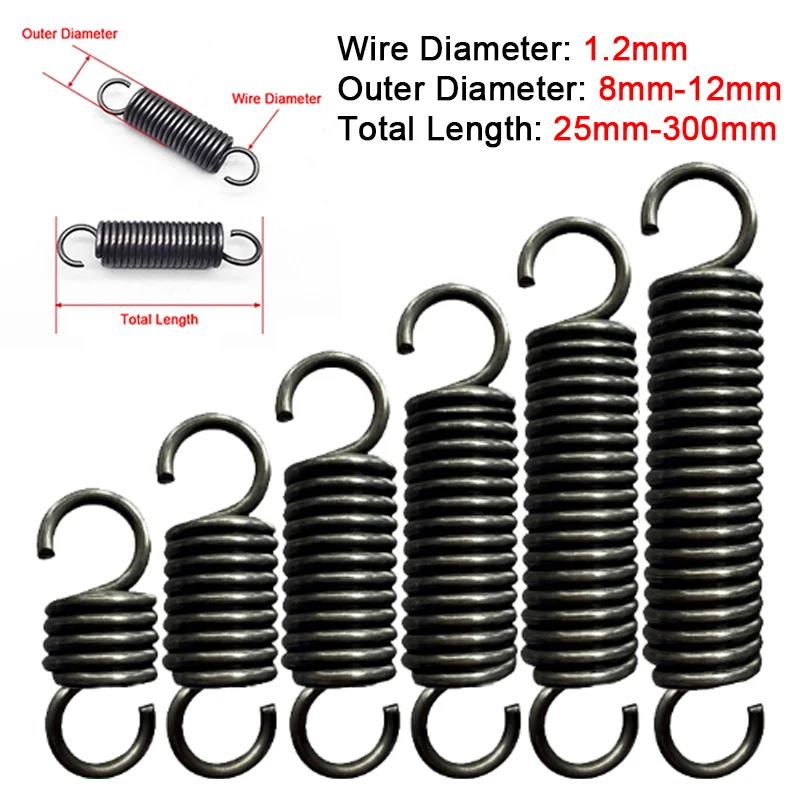 Drahtdurchmesser: 1,2 mm, Außendurchmesser: 8 mm/9 mm/10 mm/12 mm, Zugfedern mit offenem Haken, Rückzugsfeder, Spulenzugfeder, Zugfeder Image