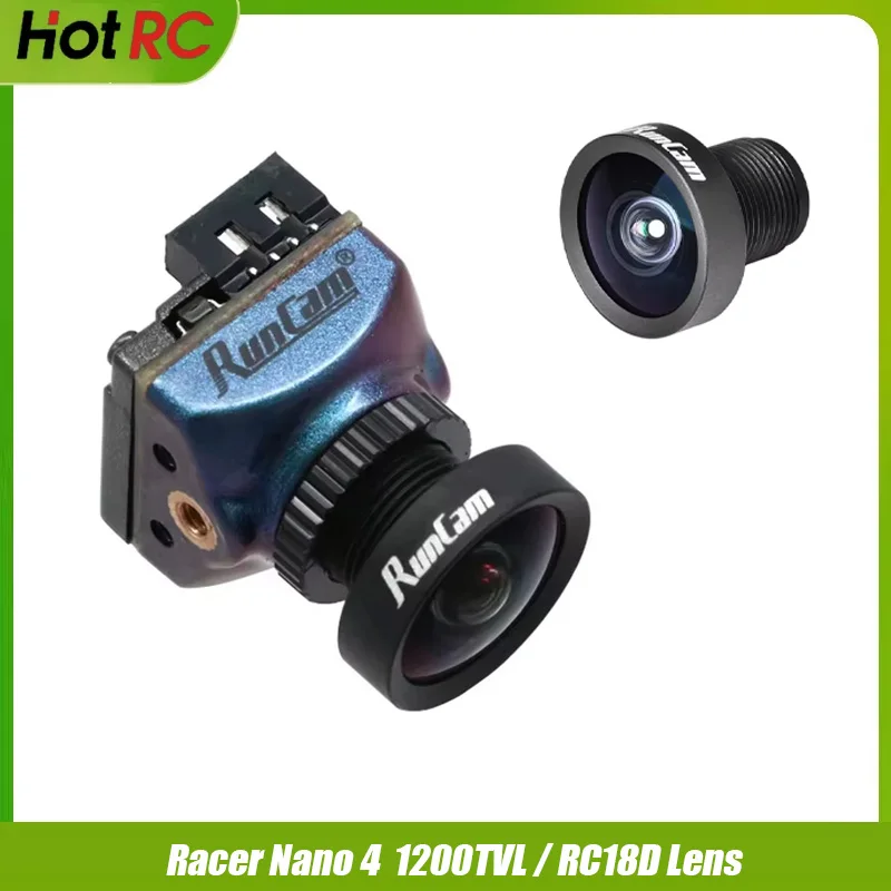 RunCam RC18D Objektiv / Run Cam Racer Nano 4 FPV-Kamera 1200TVL Auflösung Super WDR Schwarz 4,5g Allwetter-Rennkamera für FPV Image