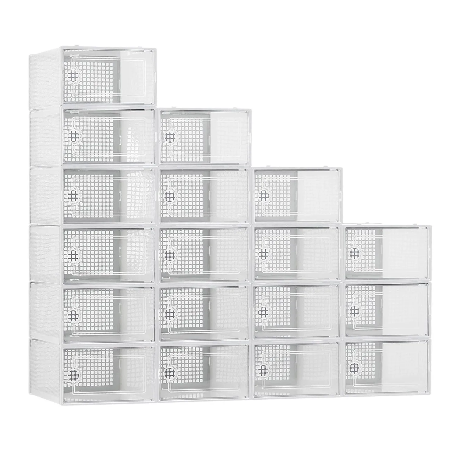 18 Stück Transparente Schuhboxen Stapelbare Schuhbehälter Aufbewahrung Plastik-Schuhboxen Staubdichte Sneaker-Boxen Schuh-Möbel-Organizer