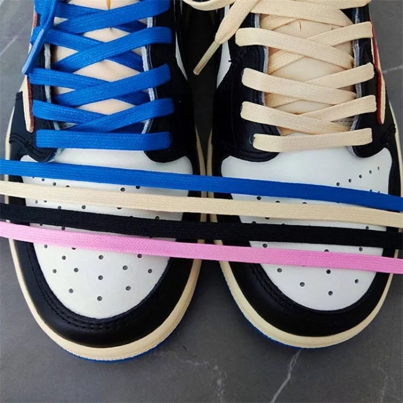1 Paar flache Baumwolle weiß schwarz rosa Schnürsenkel für Turnschuhe Sport Casual Basketball Schuhe Schnürsenkel Frauen Männer Schnürsenkel