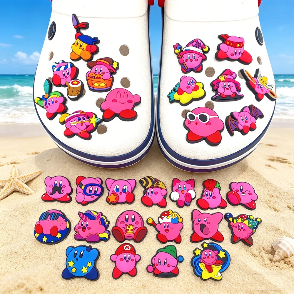 10/20/30 Stück Kirby Rosa Cartoon-Schuh-Charms aus PVC, Dekorationen für Slides, Clogs, Sandalen, Mädchen-Partygeschenk, Schnallen-Accessoires