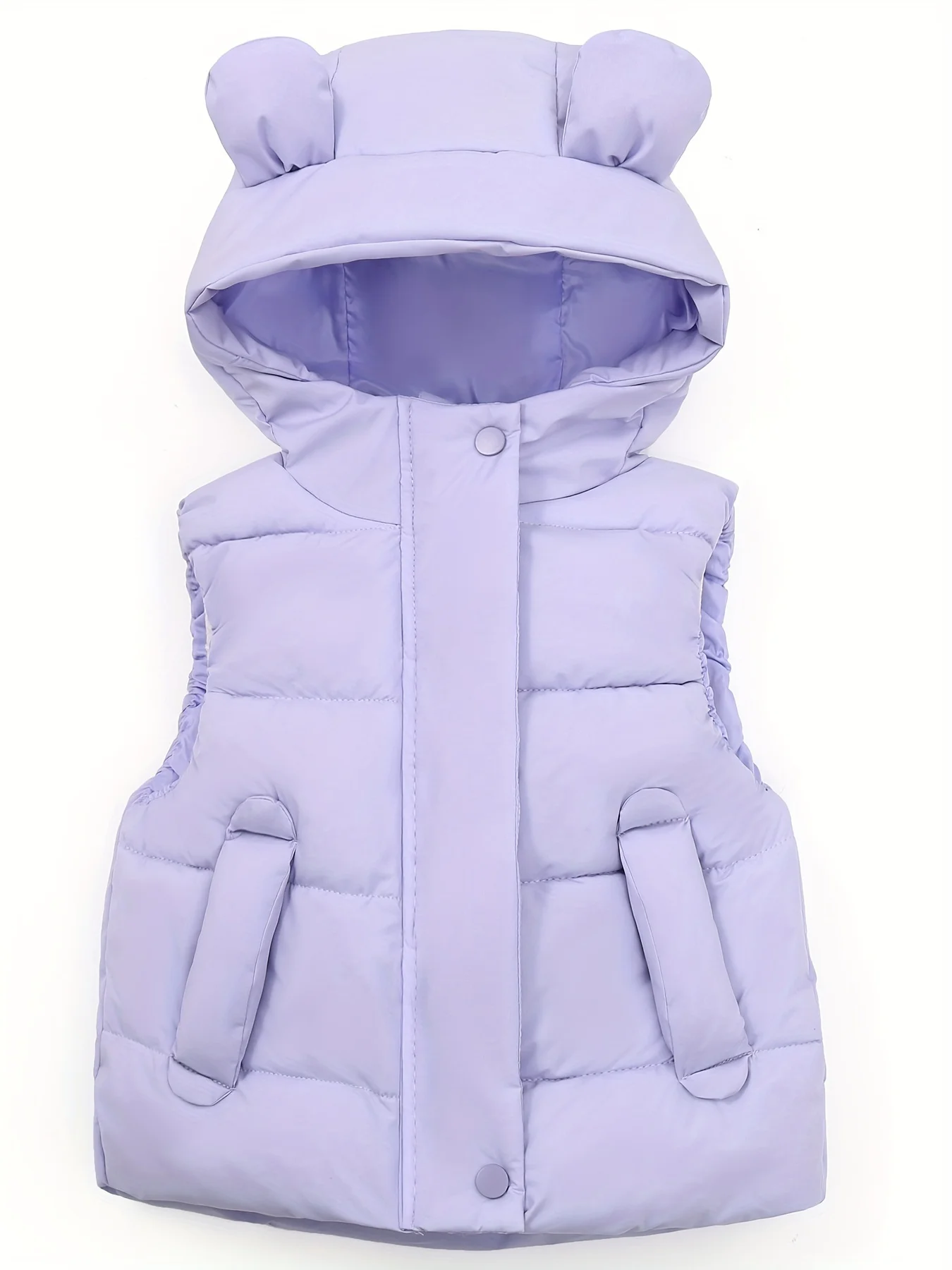 Kinder Basic Weste Tops mit niedlichen Ohren Design, passt für kleine Mädchen und Jungen, vielseitige & lässige Kapuzen westen für Herbst/Winter Image