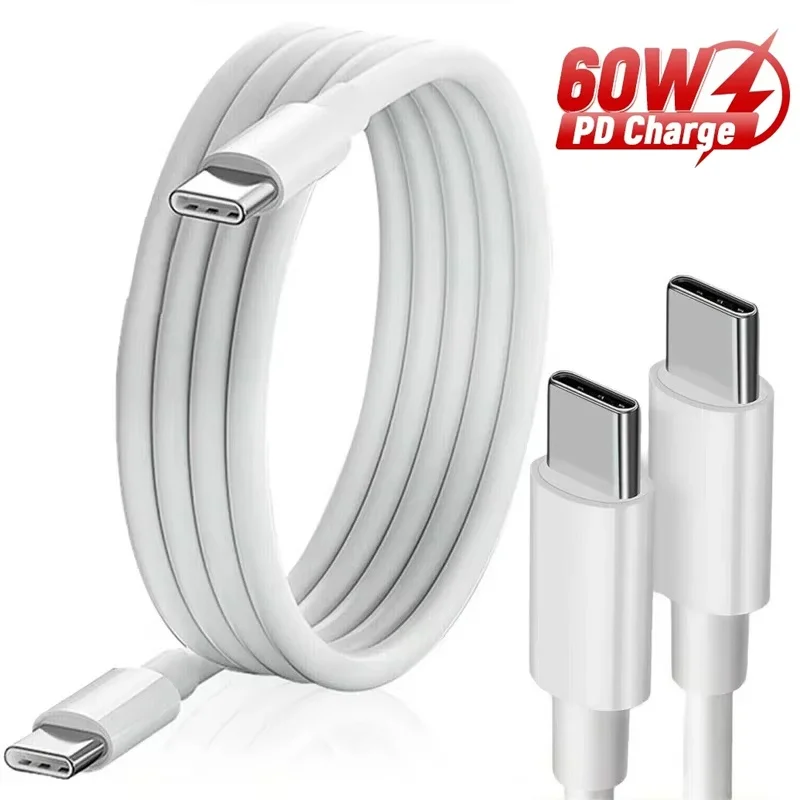 PD 60 W USB C auf USB Typ C Kabel Schnellladedatenkabel für iPhone 16 15 Serie Samsung Huawei Datenleitung Schwarz Weiß 1 m 1,5 m 2 m Image