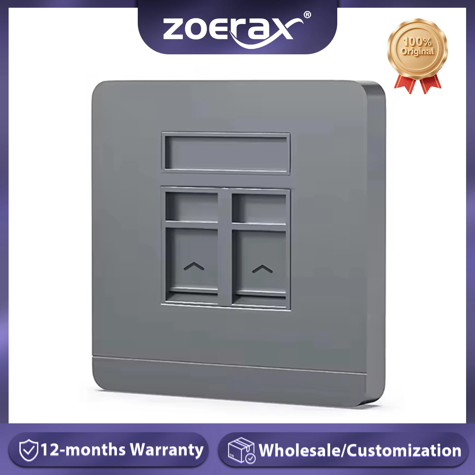 ZoeRax 1/2 Port Keystone Wandplatte Typ 86, Einzelne Wandplatte für RJ45 Keystone-Buchse und Modulare Einsätze Image