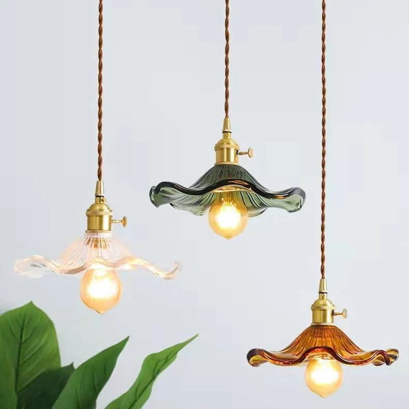 Home einfache LED Pendel leuchte Schlafzimmer Wohnzimmer Bar bunte Glas Kupfer Hängelampe Licht Edison Decke Kronleuchter deckenleuchte lampe wohnzimer pendelleuchte nachttischlampe lampen deko