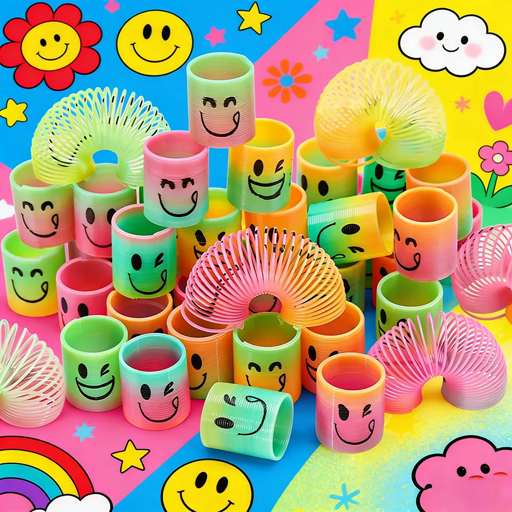 24/12 Stück Regenbogen-Zauberfedern, flexible, lustige Kreise, für Kindergeburtstage, Piñata-Füller, Gastgeschenke, kleine Geschenke Image