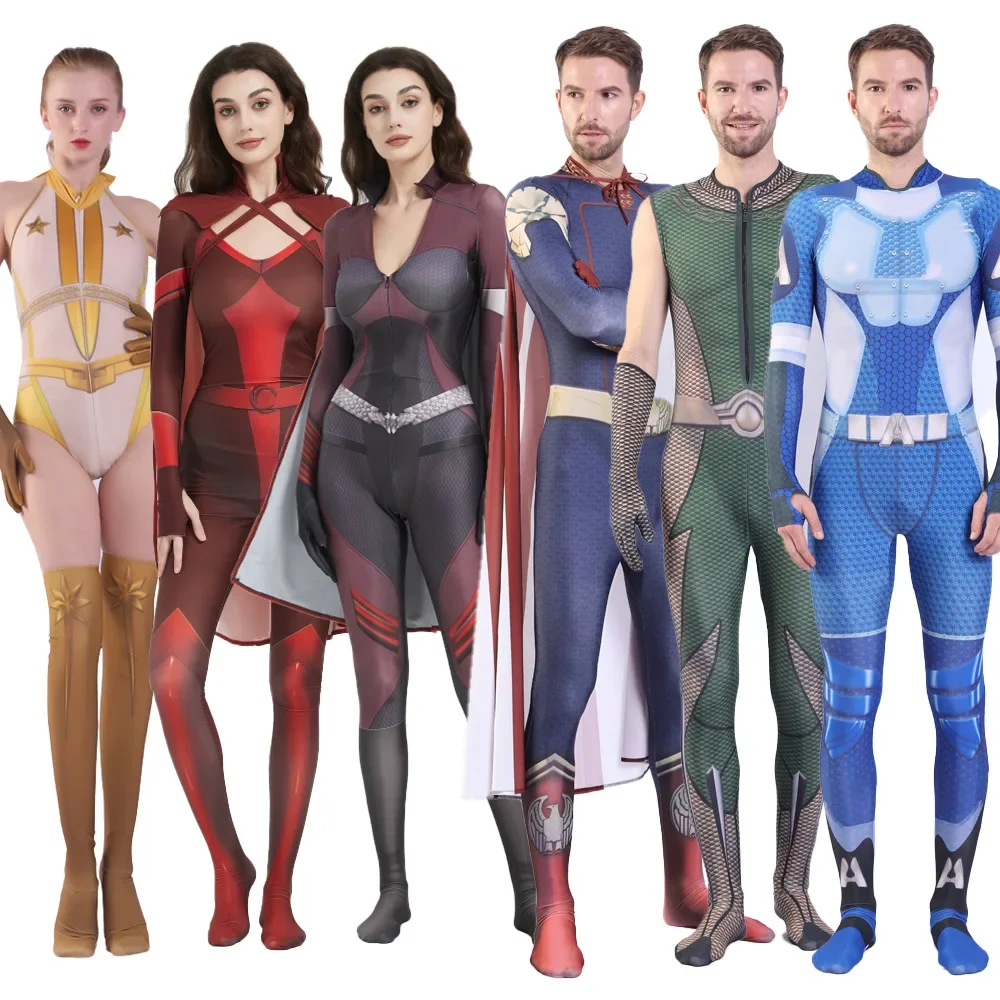 Das Jungen-Cosplay-Kostüm für Erwachsene und Kinder, der tiefe A-Train Starlight Crimson Countess Jumpsuit Homelander Rollenspiel-Body Halloween Image