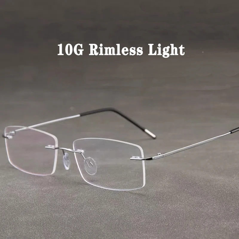 Ultraleichte TR90 Memory Titan Randlose Lesebrille Business Rahmenlose Presbyopie-Brille für Männer und Frauen, blaues Licht blockierend Image