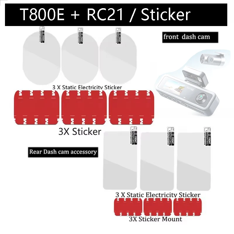 für 70mai t800e 3-Kanal-Frontkamera und für 70mai Rückkamera RC21 statische Aufkleber 3 Stück Image