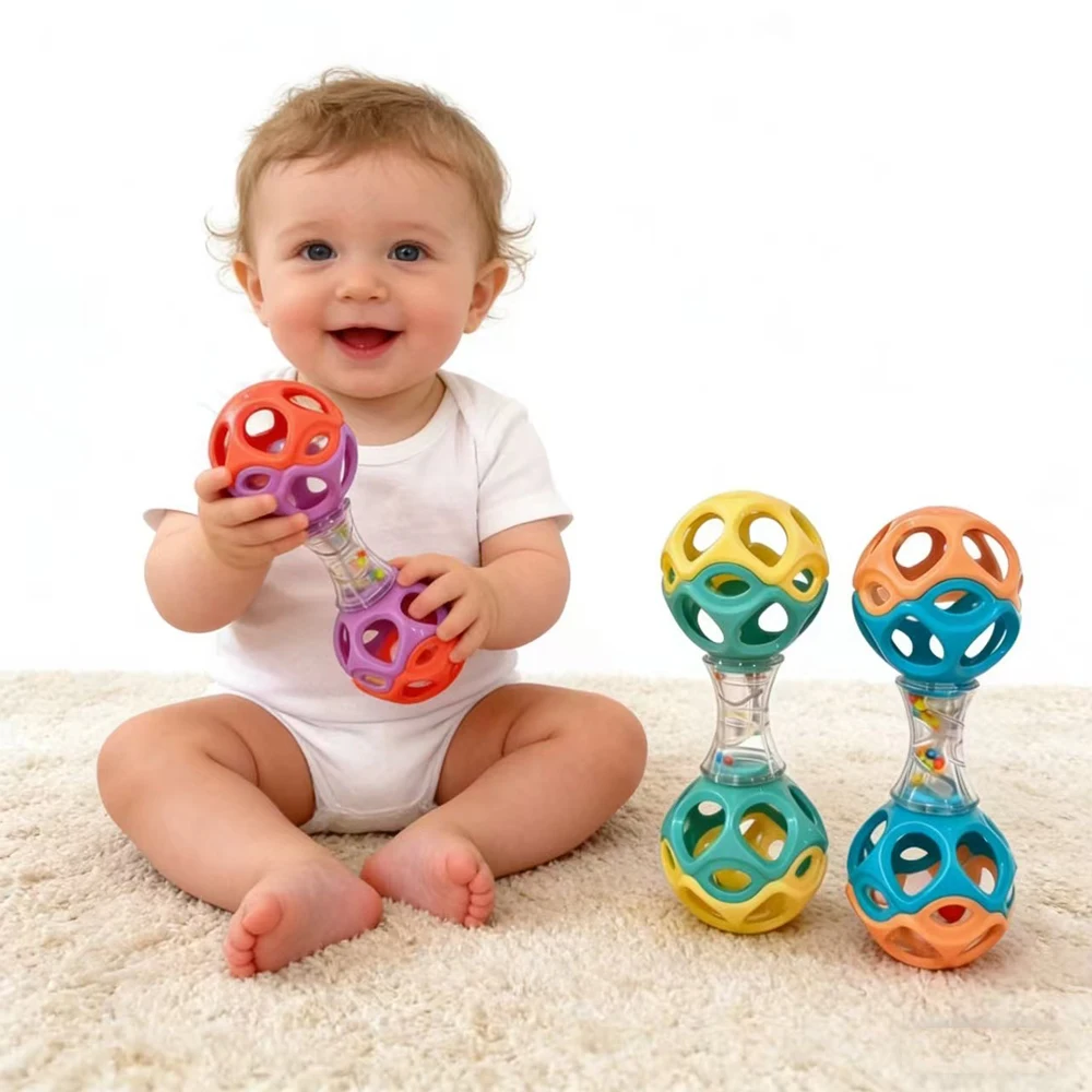Baby Beiß- und Greifspielzeug, Weicher Gummi-Rasselball für Sensorische Entwicklung, Ideale Urlaubsgeschenke für Neugeborene Image