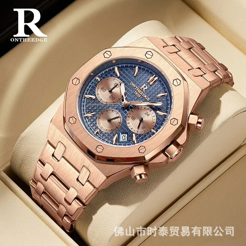 Multifunktionale neue Herrenuhr der Marke ONTHEEDGE*, wasserdichte, leuchtende Quarzuhr, beliebt Image