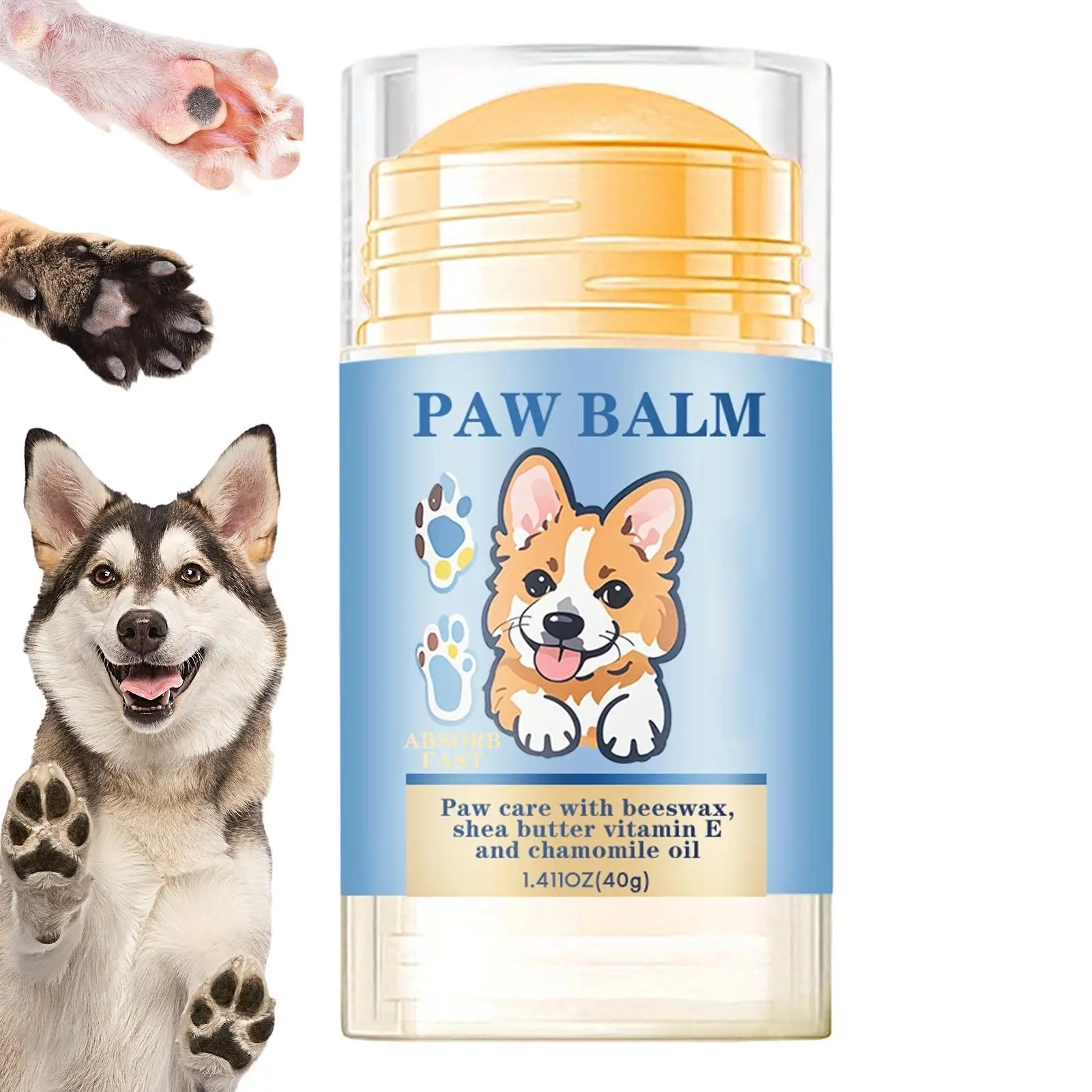 Hundepfotenbalsam 40g Natürliche Beruhigende Feuchtigkeitscreme Leck-sichere Katzenpfotenpflege Trockene Rissige Hautpflege Winter-Heiler Image