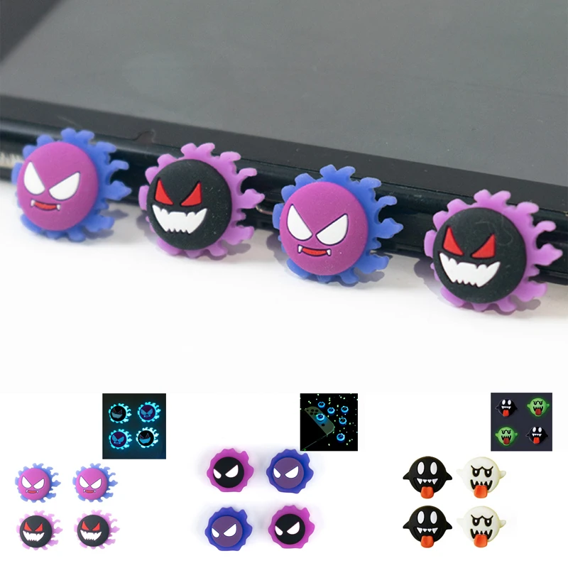 Coole leuchtende Geister-Silikon-weiche Thumb-Stick-Griffkappe Joystick-Schutzhülle für Switch Oled NS Lite Joy-con Thumbstick-Hülle Image