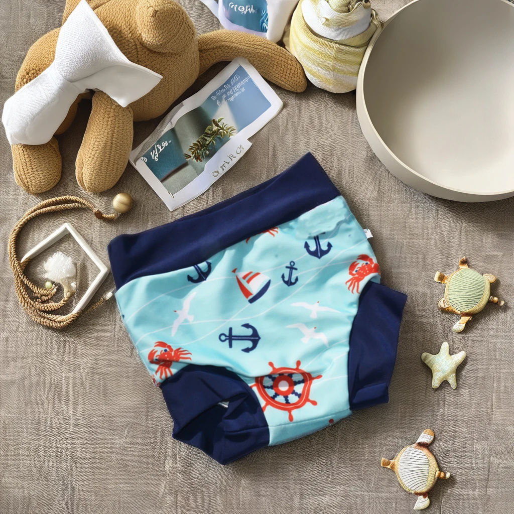 Eezkoala Schwimmwindel für Neugeborene, hohe Taille, waschbare Baby-Schwimmwindeln, Stoffwindeln Image
