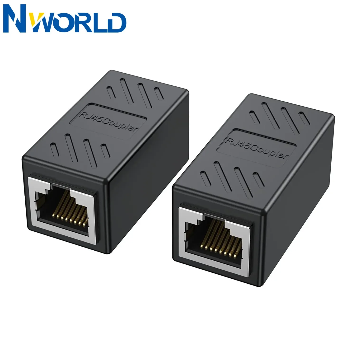 2Pcs RJ45 Stecker Koppler Ethernet Kabel LAN Inline Cat7/Cat6/Cat5e Ethernet Kabel Extender Adapter Weibliche koppler Schwarz Image