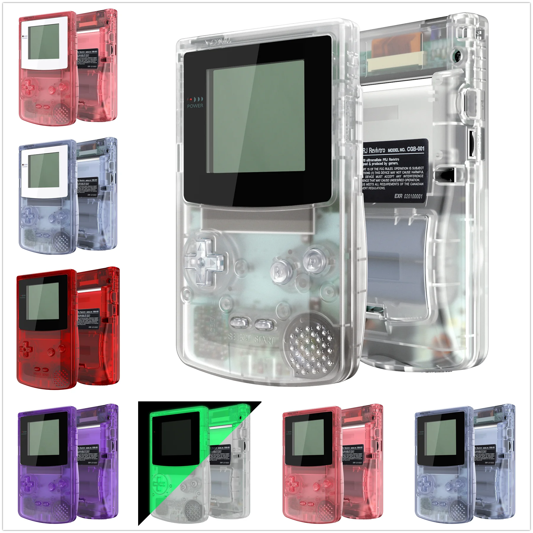 eXtremeRate IPS Ready Verbesserte Ersatzhülle mit vollständiger Gehäuseabdeckung und Tasten für Gameboy Color für GBC – Clear Series Image