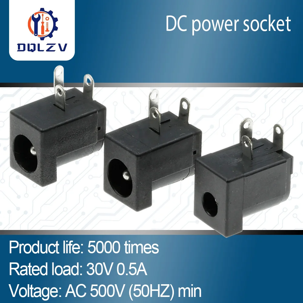DC Steckdose 5,5X2,5 MM Lade Loch Sitz 3.5*1,3mm Steckdose Stecker 5,5x2,1mm Schwarz DC-005 Image