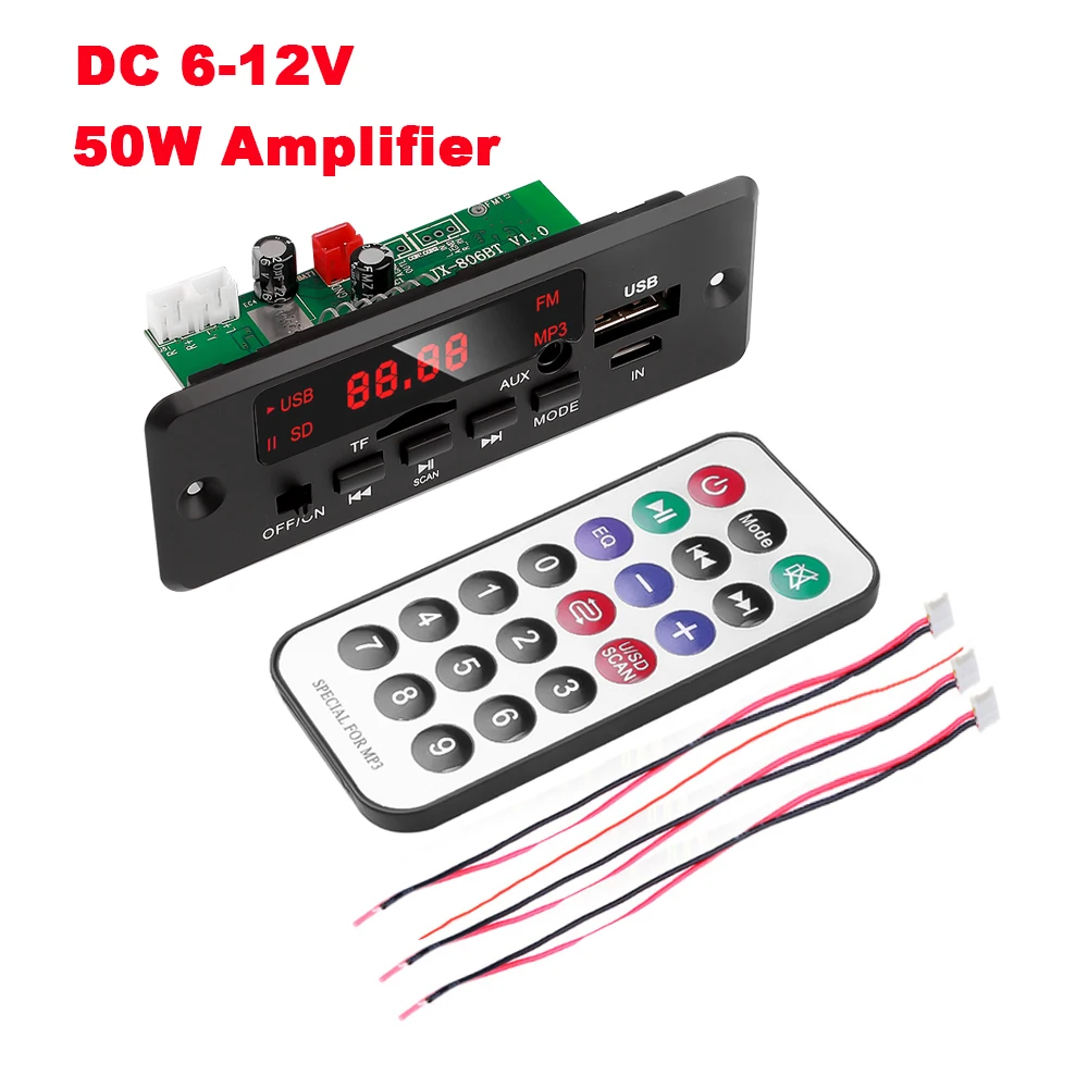 25w 25w Verstärker Bluetooth MP3-Decoder Board Freis prec heinrich tung Auto FM Radio Modul Unterstützung Racording TF USB Aux MP3-Player DC 6V 12V Image