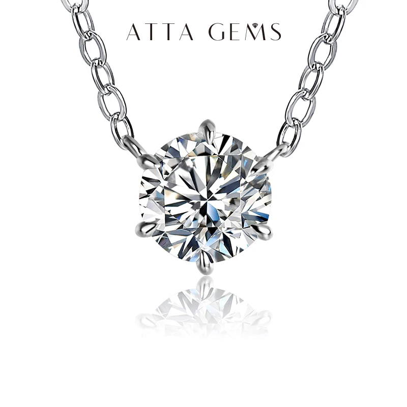 Attagems 1,0 Silber Halskette Anhänger Runds chliff ct d Farbe weiß Moissan ite Pass Diamant Test für Frauen elegante Halskette