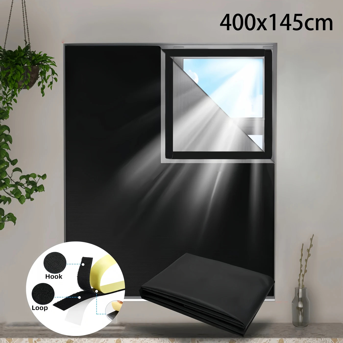 100% Verdunkelungsfolie für Fenster, Dunkelste Lichtblockierende Schwarze Sichtschutzfolie, UV-Sonnenschutz für Haus und Heim, Getönte Glasfolie, Vorhang für Schlafzimmer