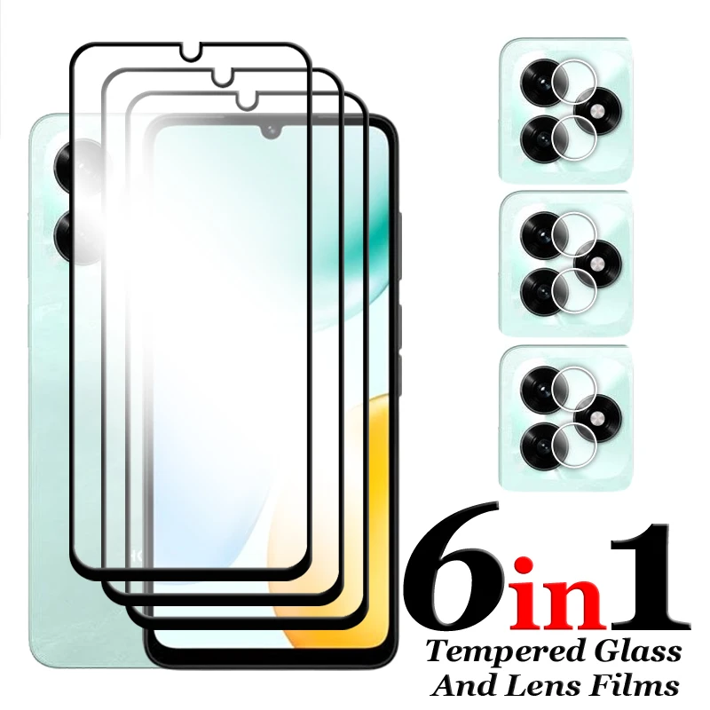 6in1 Für Honor X5c Glas Für Honor X5c Plus Gehärtetem Glas 2,5 D Volle Abdeckung Screen Protector Für Honor X5c Plus objektiv Film Image