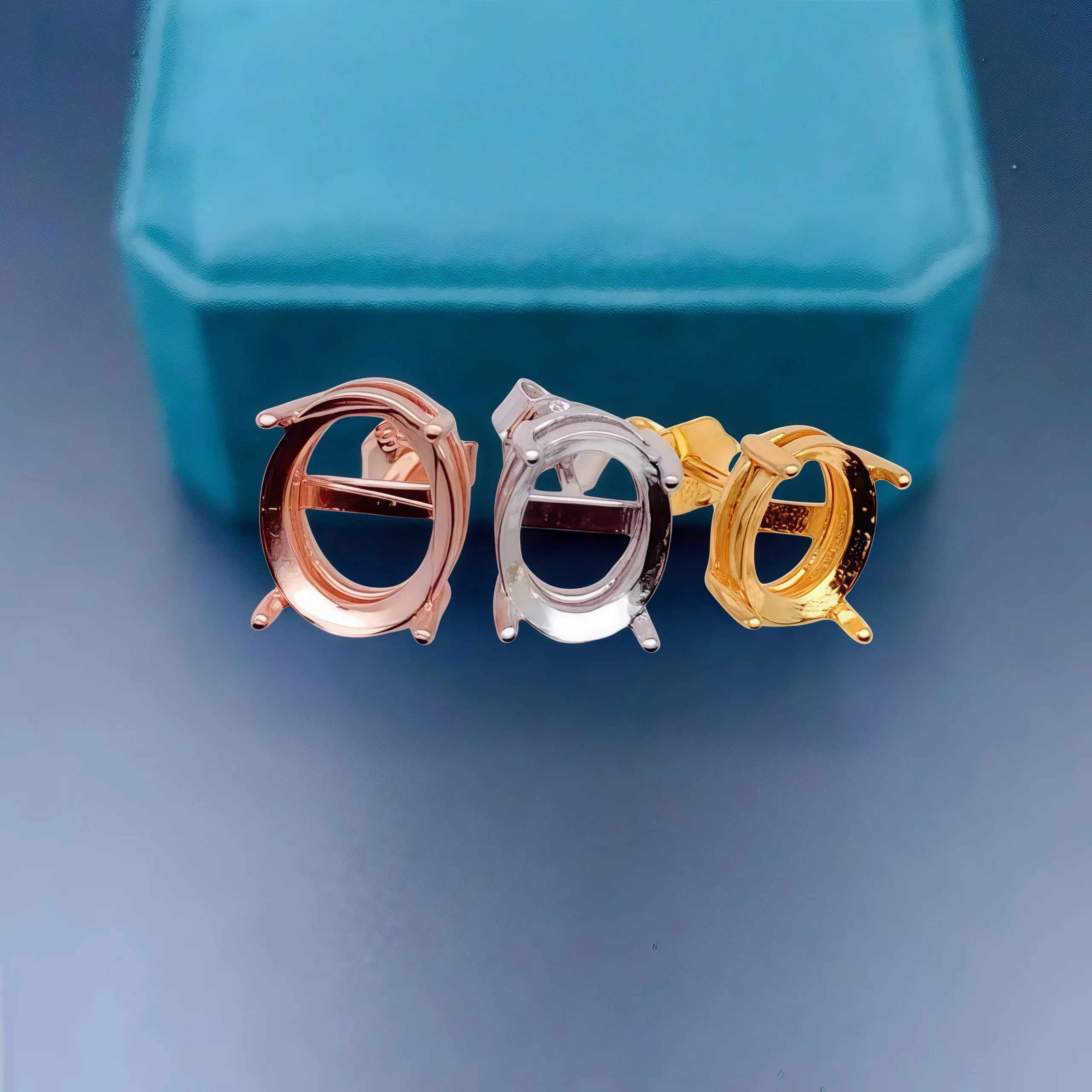 Y 3*5/4*6/5*7/6*8mm Mehrere Größen Ovale Stein Einstellungen 925 Sterling Silber DIY Leere Ohr Studs für Frau Mann Einfache Feine 3 Farben Image