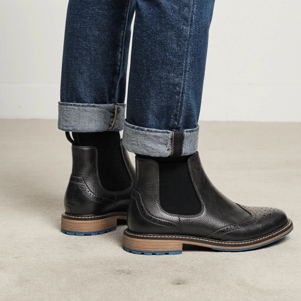 Chelsea Boots Herren Casual Marken-Komfortstiefel 2026 Modische Lederstiefel