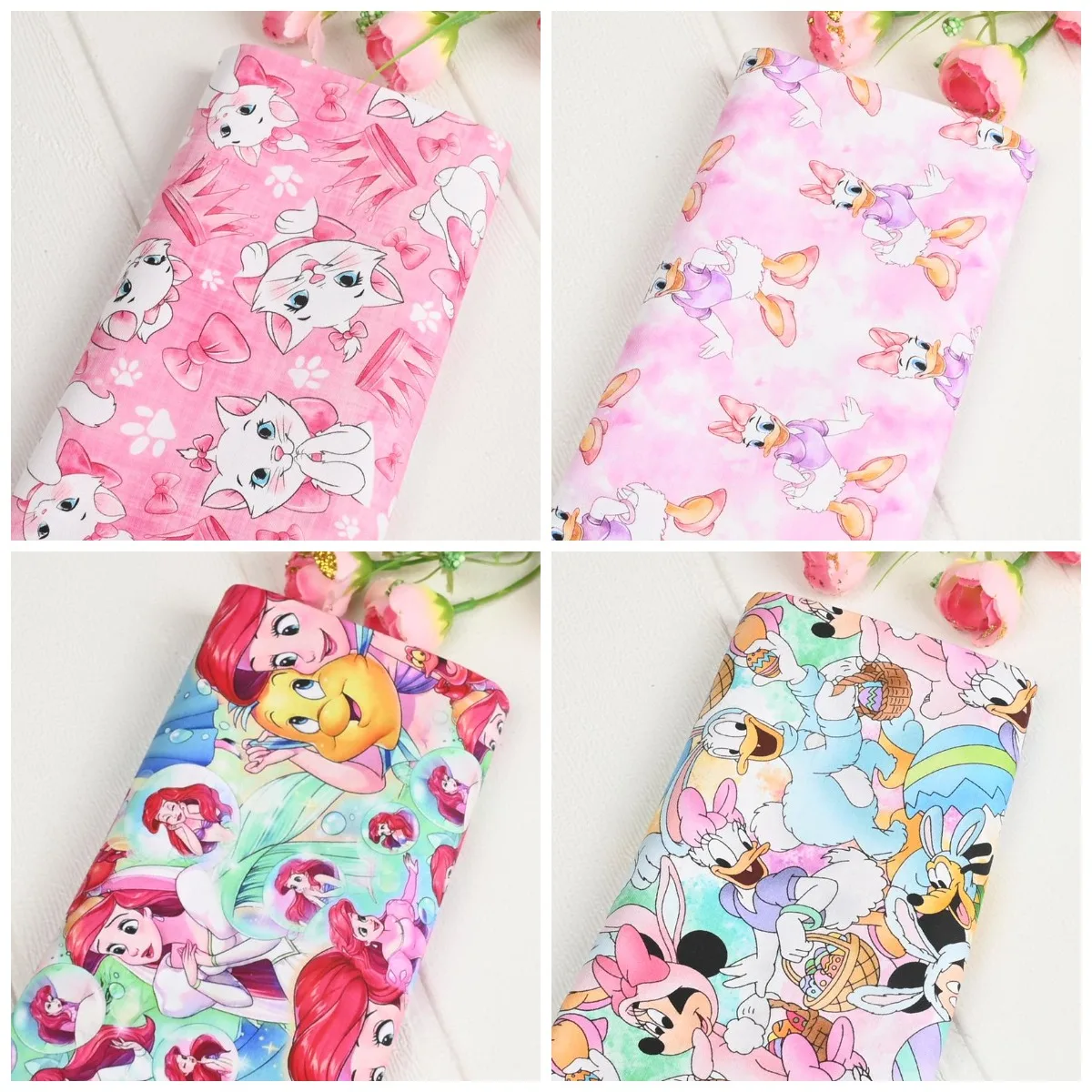 Verkauf Disney Prinzessin Katze Marie Mickey Daisy Ente Baumwolle Stoff Für Nähen Patchwork Quilten Stoffe DIY Hand Material Image
