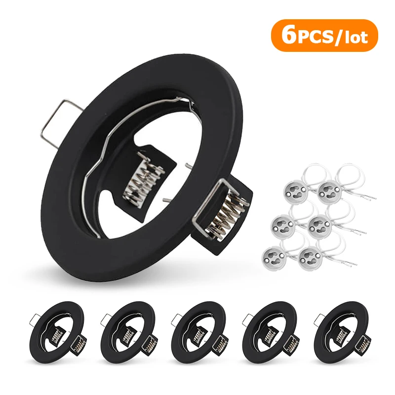 6 Stück Einbau-Downlight-Rahmen, LED-Deckenleuchten, Downlight GU10 MR16 Deckenstrahler, Einbauleuchten