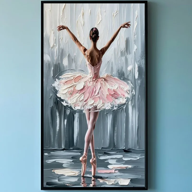 1-teiliges DIY-Diamantmalerei-Set, exquisites 3D-Kunsthandwerk mit eleganter Ballerina als Hauptelement und rosa Tutu-Design im künstlerischen Stil