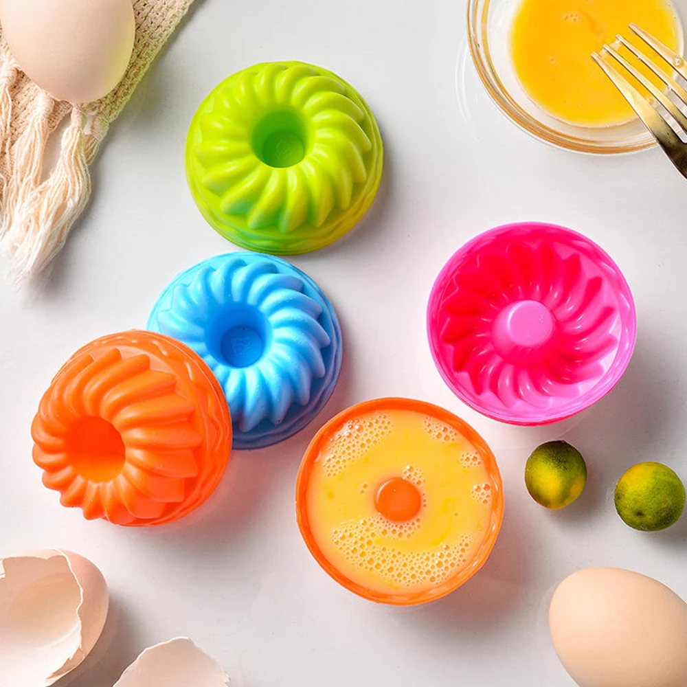 6 teile/satz Verwenden Food Grade BPA FREI Kuchen Form Silikon Mehrfarbige Runde Muffin Tassen Backen Silikon Kuchen Formen Zufällige farbe Image