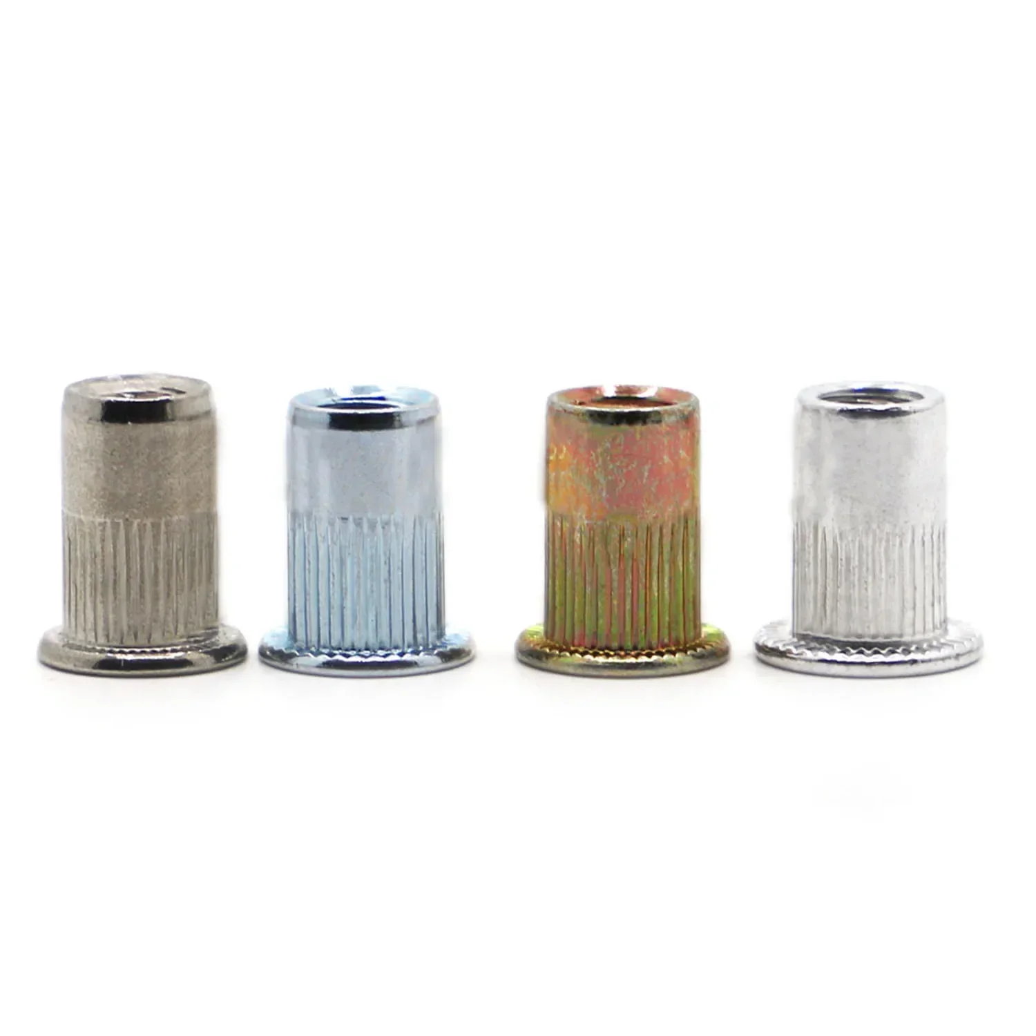 M3 M4 M5 M6 M8 M10 M12 304 Edelstahl Kohlenstoffstahl Aluminium Flachkopf Blindnietmuttern Einsatz Nietmutternatz für Schraubenbolzen Image