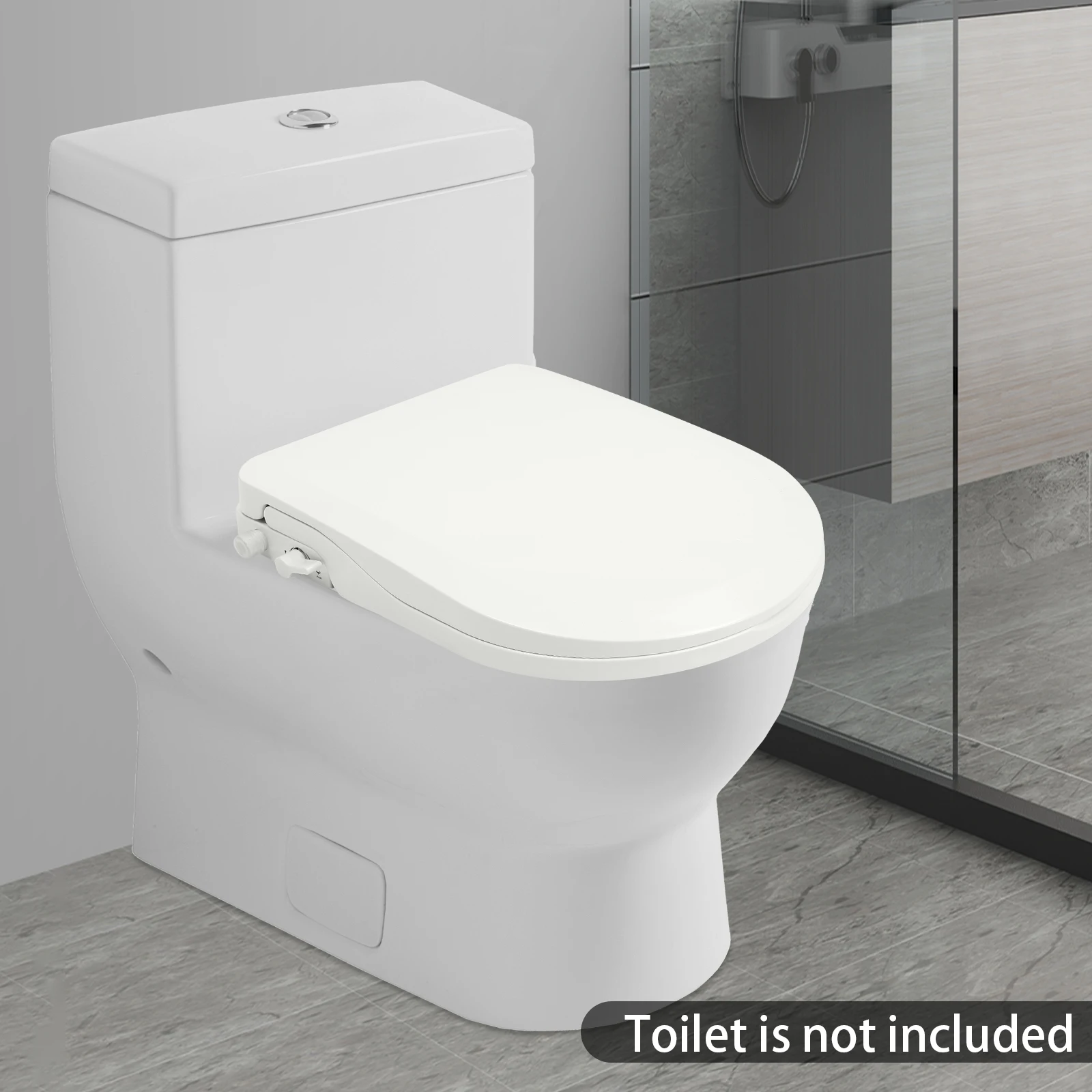 Nicht-elektrischer Bidet-Toilettensitz, D-förmiger Bidet-Sitzaufsatz mit 3 Düsen, manueller Bidet-Aufsatz für die hygienische Toilettenreinigung