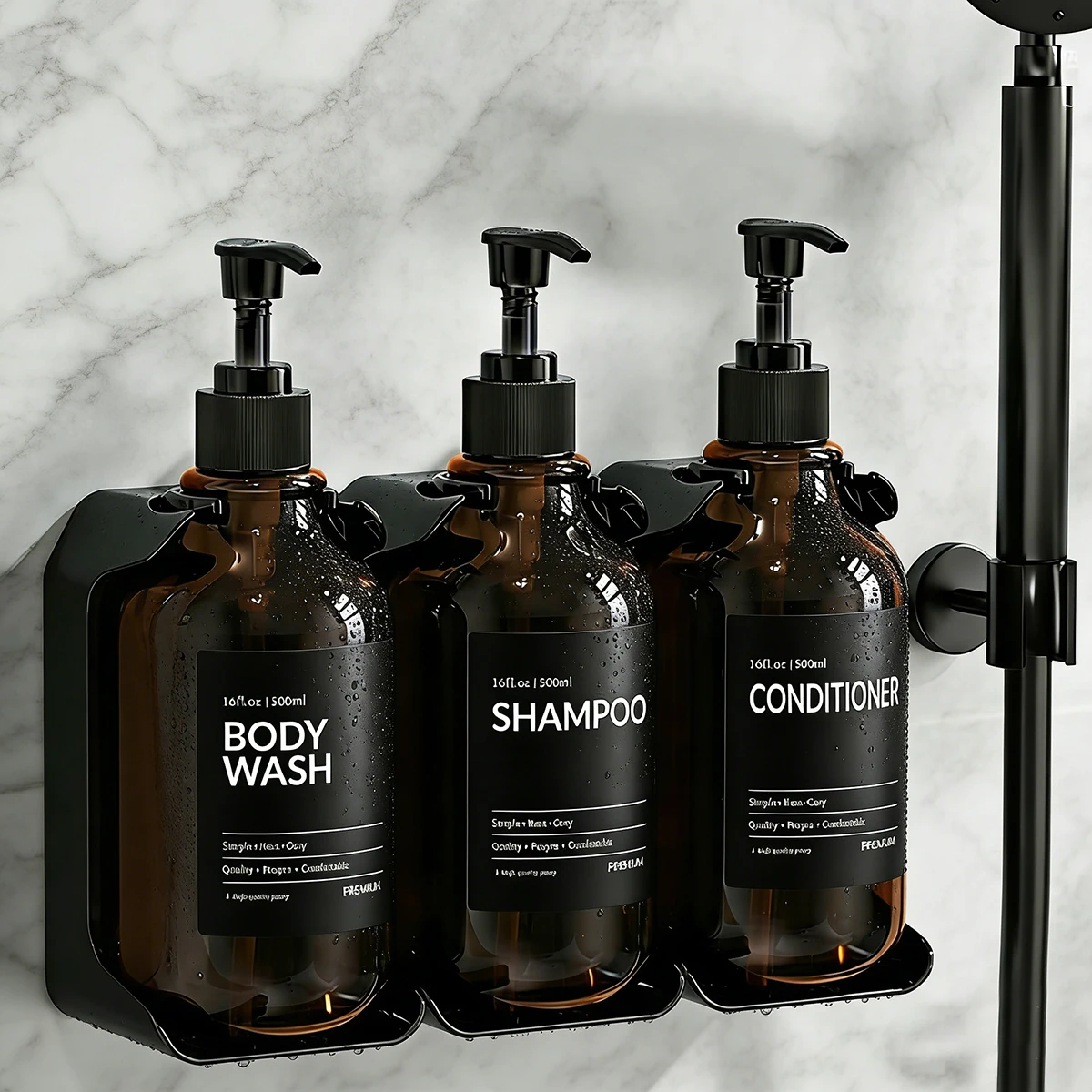 Duschseifenspender Wandmontage - Shampoo- und Conditioner-Spender-Set - Bohrerfreier Badezimmer-Seifenspender für Duschwand