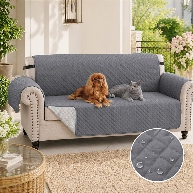 100% Waterproof Couch Covers Sofa Covers for Dogs Couch Protector Triple Non-Slip Sofa Slipcover for 3 Cushion Couch Furniture Protector for Pets, Kids,Dog