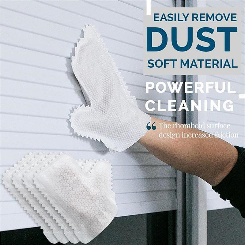 Disposable Fish Scale Cleaning Gloves, Rhomboid Surface Dusting Gloves for Blinds Furniture Fans Car Interior, Non-Woven Household Dust Removal Mitts for Home Kitchen Office, 200 Pack