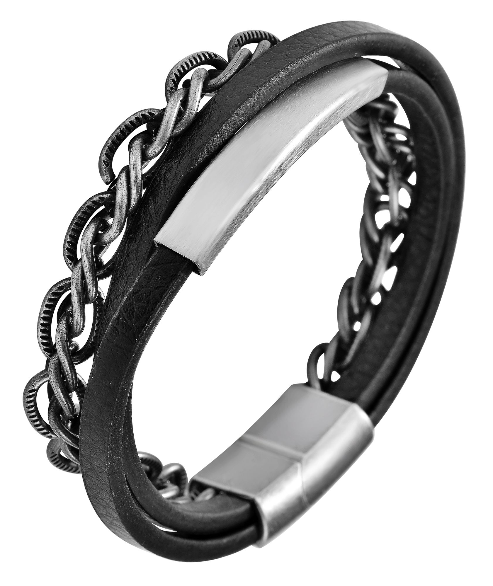 Armband ADELIA´S "Unisex Armband – Lederarmband aus Leder 23 cm", schwarz, Armbänder, Damen, 23cm, Leder, Armband, Zum Verschenken – passend für viele Anlässe