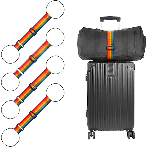 4er-Pack robuste, verstellbare Gepäckverbindungsgurte – Gepäckgurte mit verstellbarem Gummiband zum Verbinden von zwei Koffern, sicheres Handgepäck Reiseutensilien Image