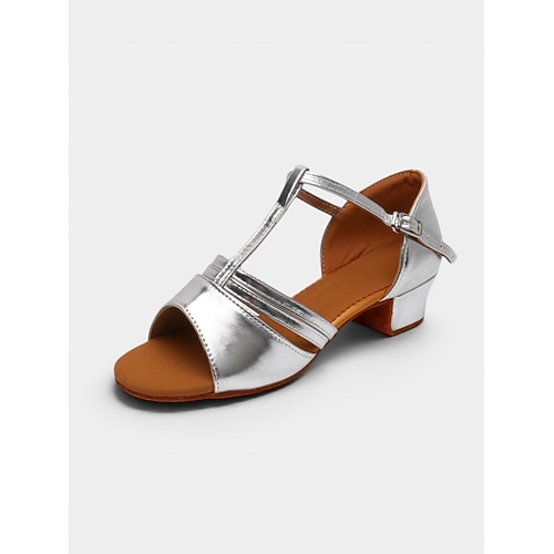 Professionelle Lateintanzschuhe für Damen – goldfarbener Satin, niedriger Absatz Image