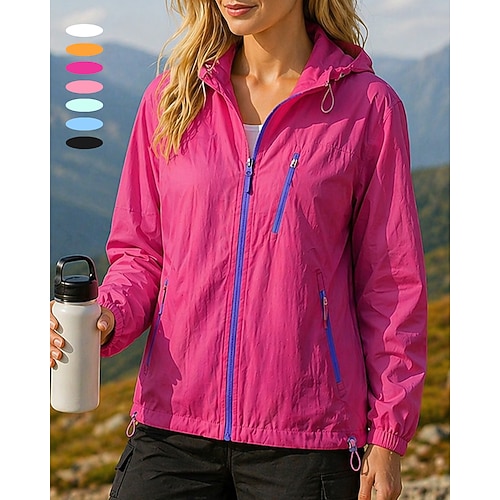 Damen Windjacke Softshelljacke Wanderjacke Außen Schnelltrocknend Leicht Atmungsaktiv Wanderoutfits Wanderbekleidung Sommer Frühling Jacke Klettern Camping / Wandern / Höhlenforschung Einfarbig Image