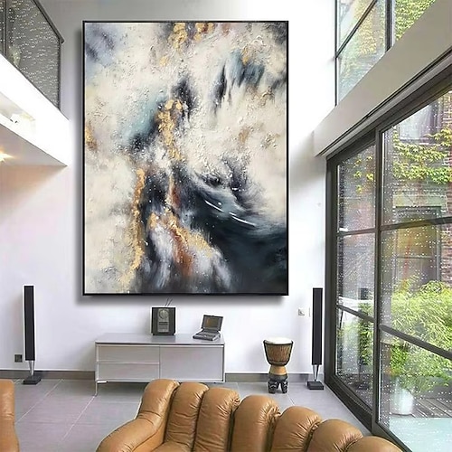 Mintura, handgefertigte, schlichte abstrakte Gold-Ölgemälde auf Leinwand, moderne Wanddekoration für Zuhause, gerollt, rahmenlos, ungespannt Image