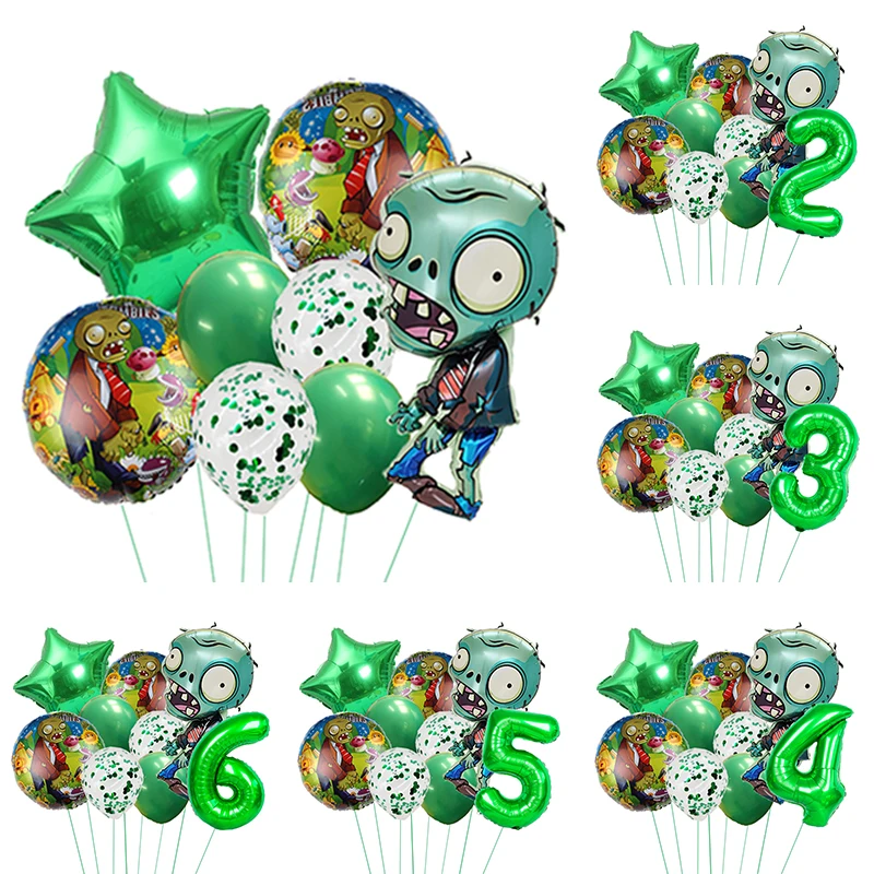 Plants Vs Zombies Luftballons Pvz Cartoon Spiel Kinder Geburtstag Party Dekoration Aluminium Film Ballon Baby Dusche Event Dekor Set Image