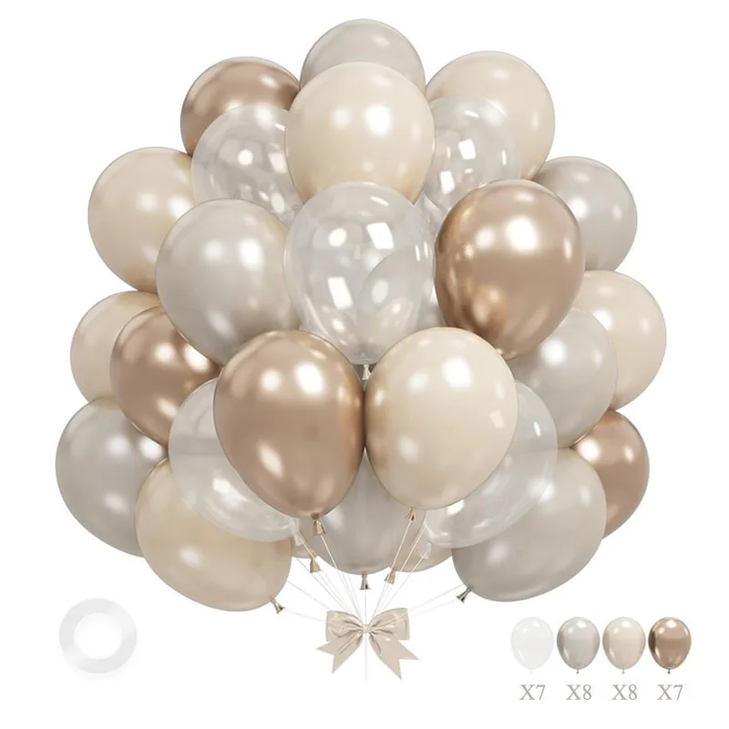 30 Stück transparente Retro Gold Silber Perle Champagner Gold Konfetti Latex Ballons für Geburtstag Hochzeiten Baby Shower Party Dekor Image
